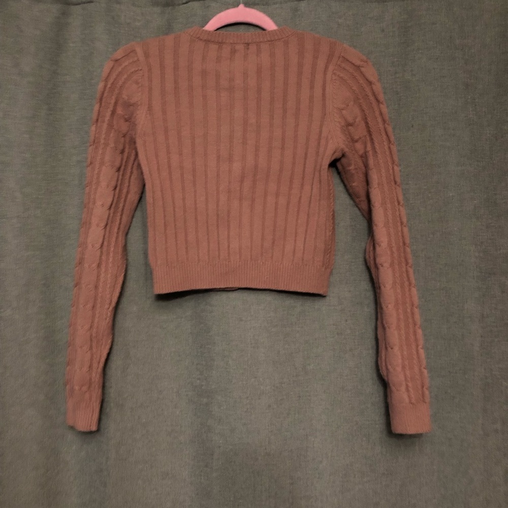 Wild Fable Cable Knit Crewneck Cardigan button-front Size XS 0-2 Mauve New - Picture 3 of 7